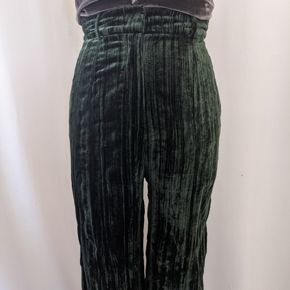 ASOS Forest Green High Waisted Velvet Trousers - Picture 2 of 7